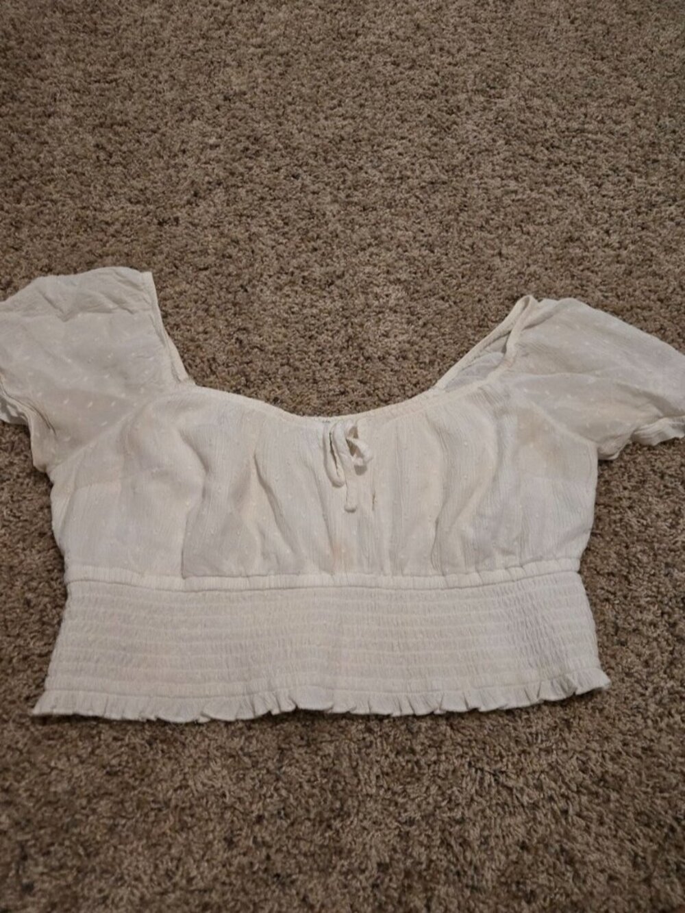White Smocked Crop Top
